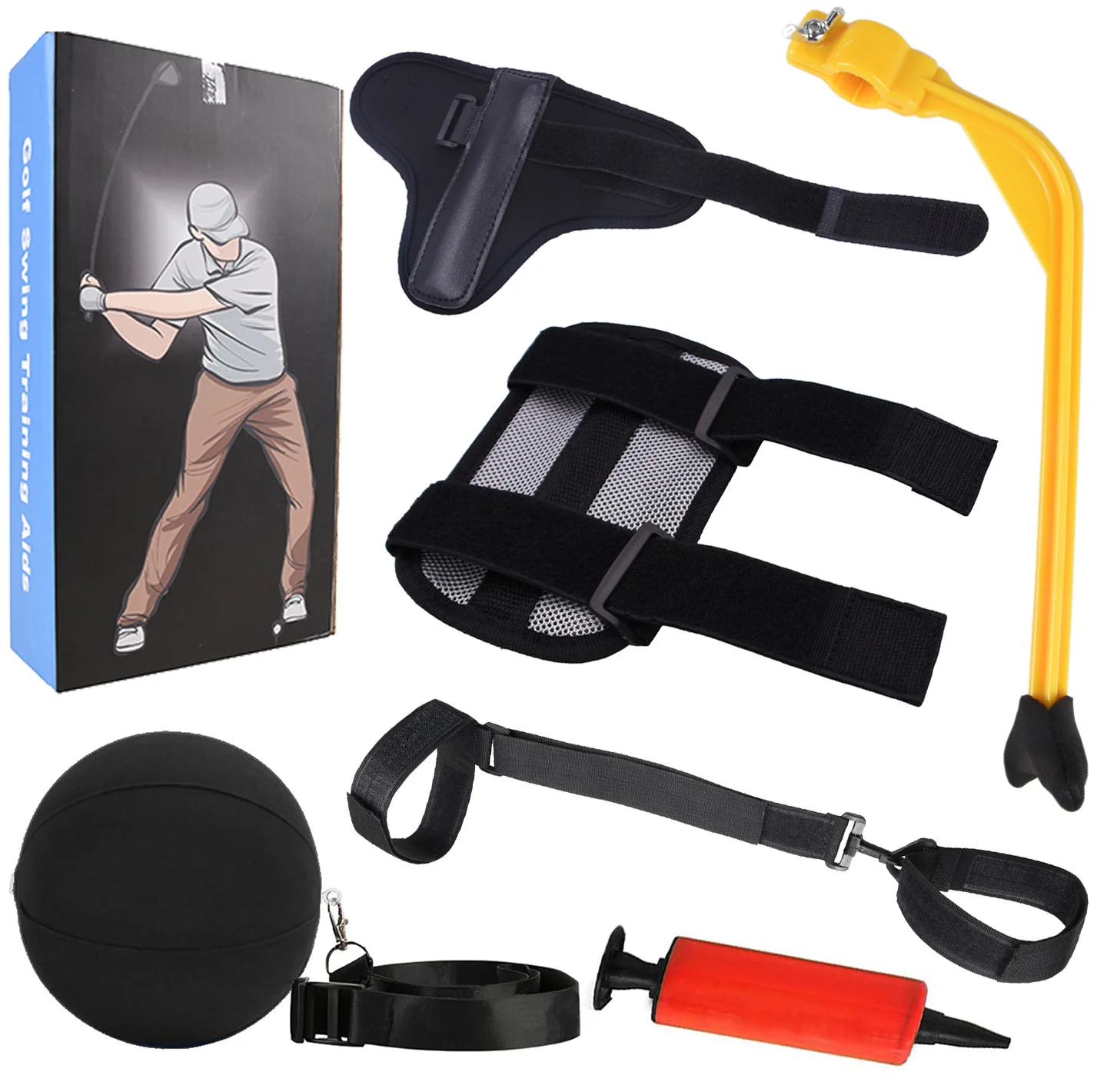 

Golf Freshman Practice Swing Trainer Assist Accessories Arm Wrist Leg Posture Corrector Band Holder Curved Arm Alarm Smart Ball