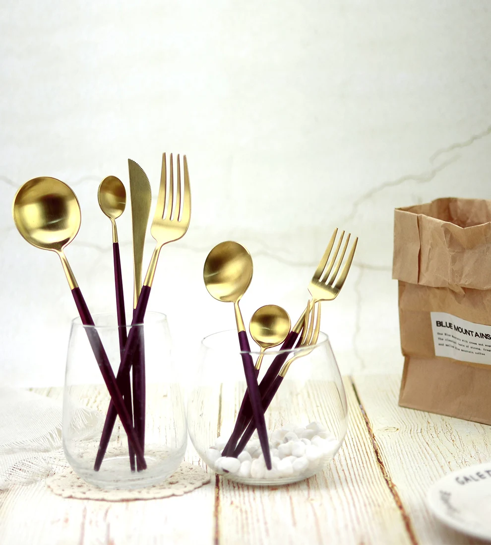 

Hot Deal Cheap Bestek Thin Handle 24 Piece cutlery, Purple/blakc/pink/green/blue/white