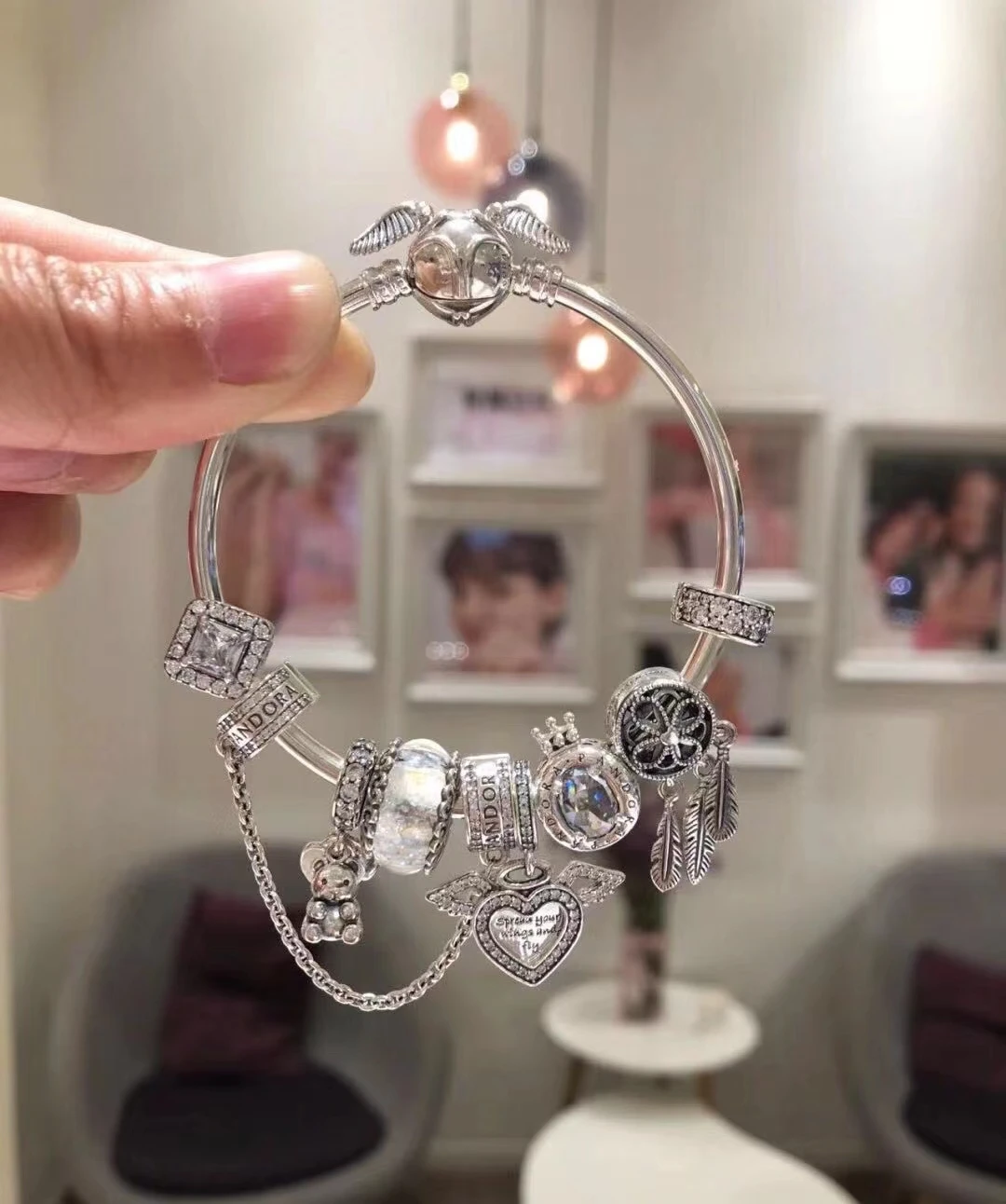 

High quality S925 silver pendant white series fashion wings of angle charms fit women jewelry