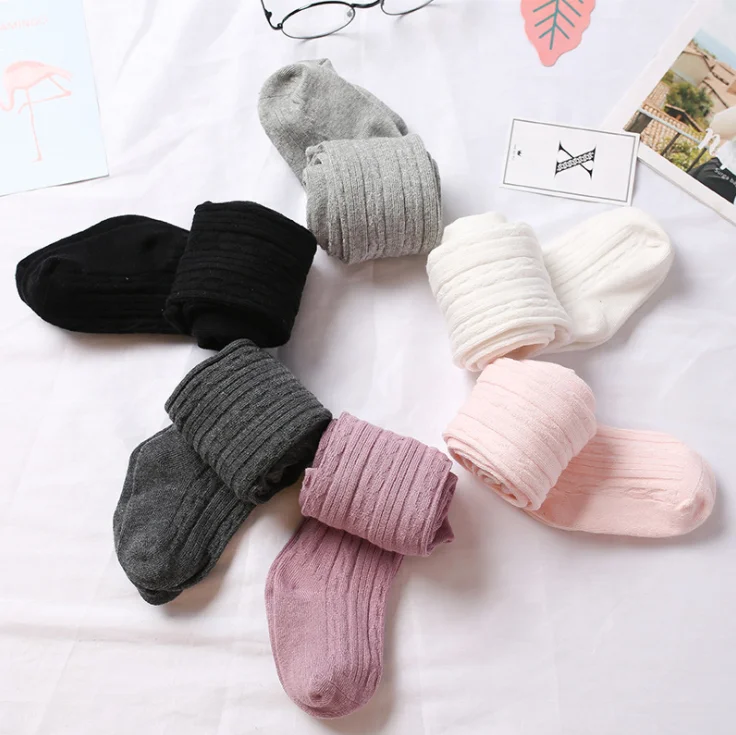 

wholesale children's pantyhose white cotton baby socks leggings knitted socks girls' stockings, 6 colors