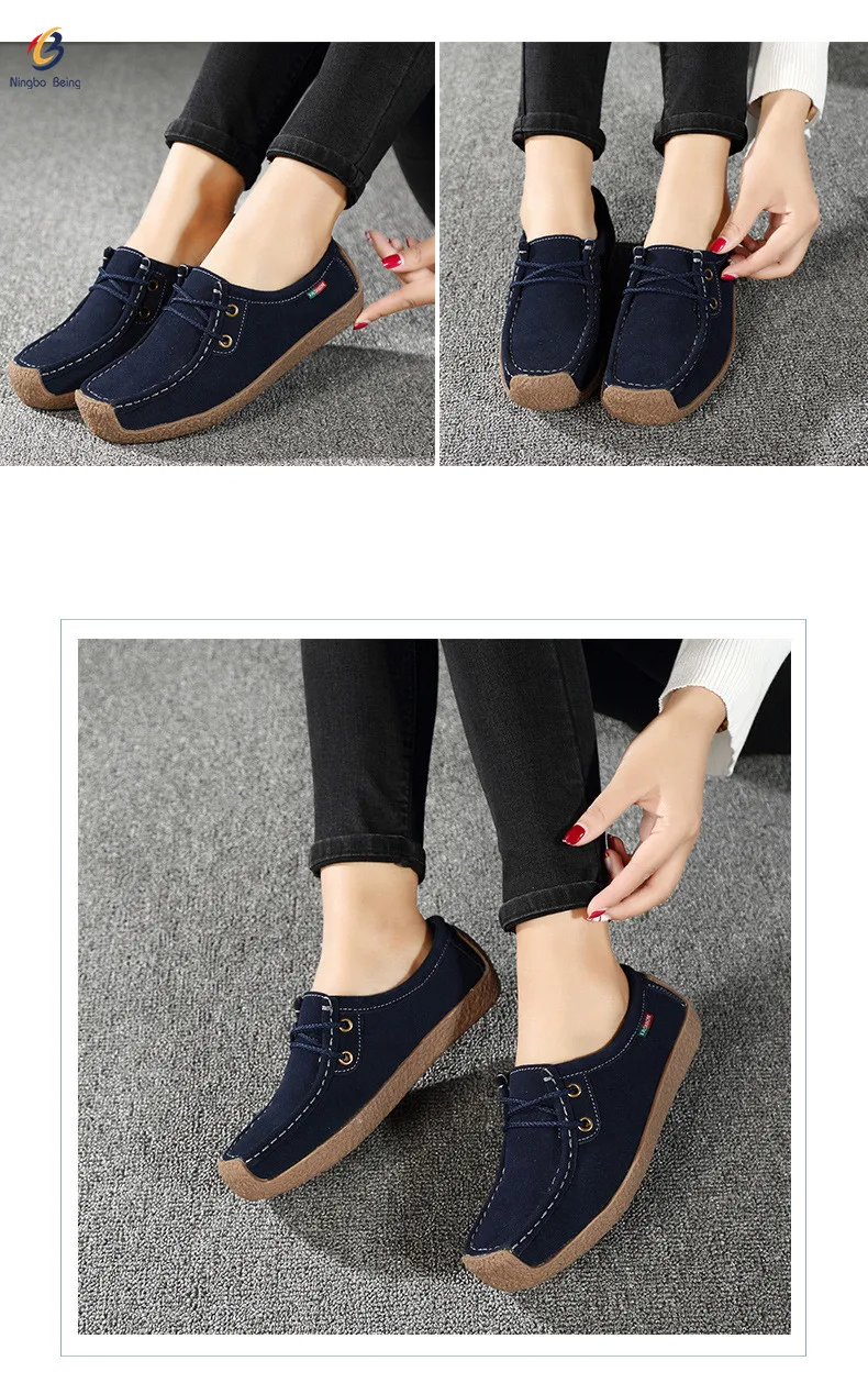 China Shoe Manufacturer For You Cow Suede Lace Up Shoe Women's Flats ...