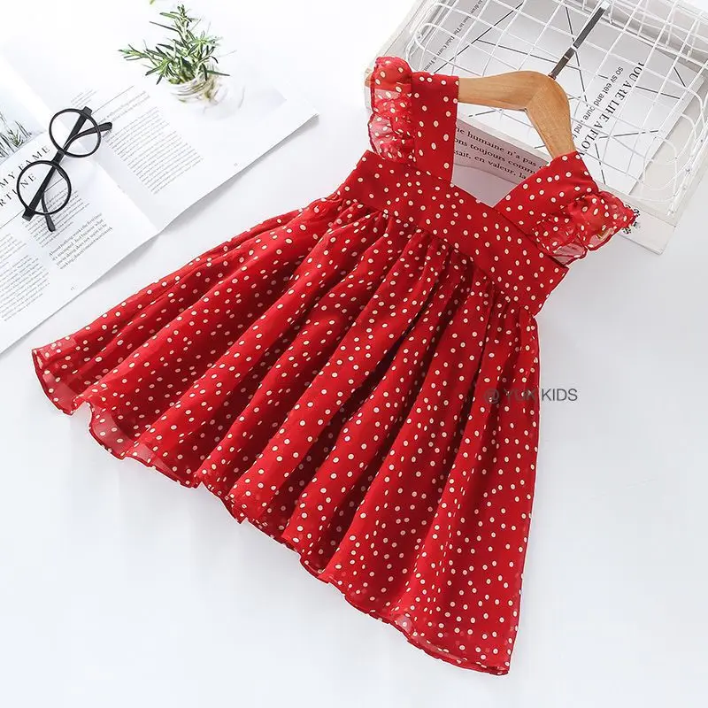 

Girls' dresses chiffon dot princess dresses for children in summer, girls' summer dresses little girls' net, Pink, blue, yellow
