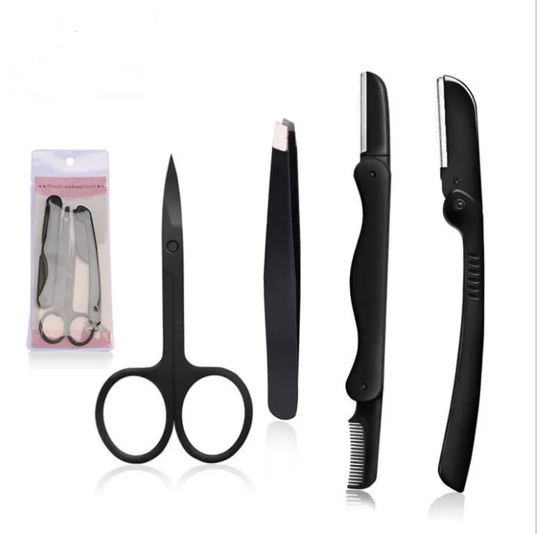 

Wholesale Eyebrow Trimmer Razor Labels Black Bag Customized Steel Stainless Logo Time Lead Package Handle Razor Eyebrow