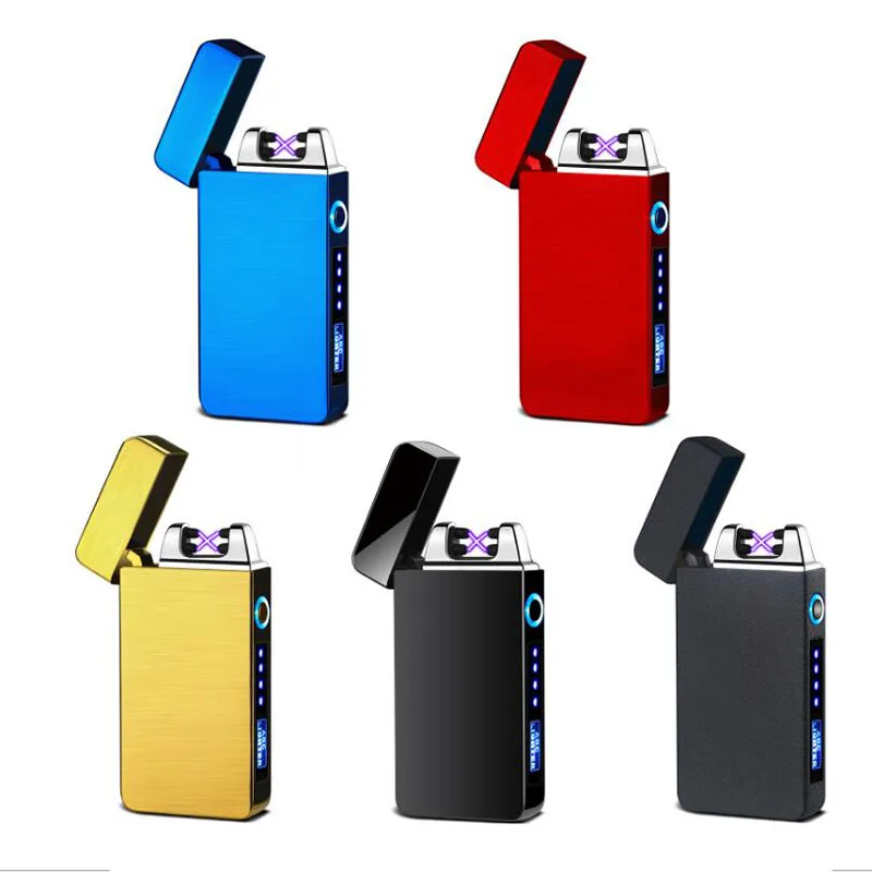 

LED Power Display USB Charging Pulse Lighter Hot Sale Double Arc Cigar Plasma Lighter Windproof Electronic Cigarette Lighter cus