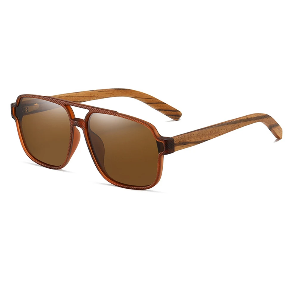 

SPARLOO 10579 rectangle double bridge polarized wood frame sunglasses men wooden legs