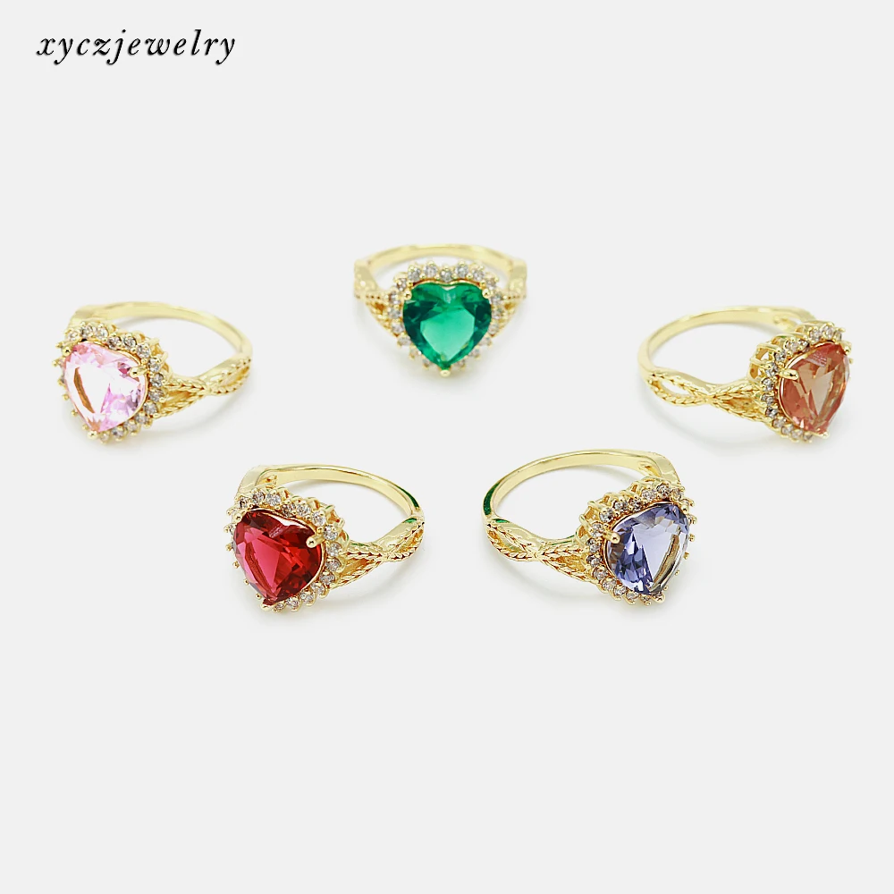 

LOVE heart romantic colorful glass woman rings wedding rings heart ring