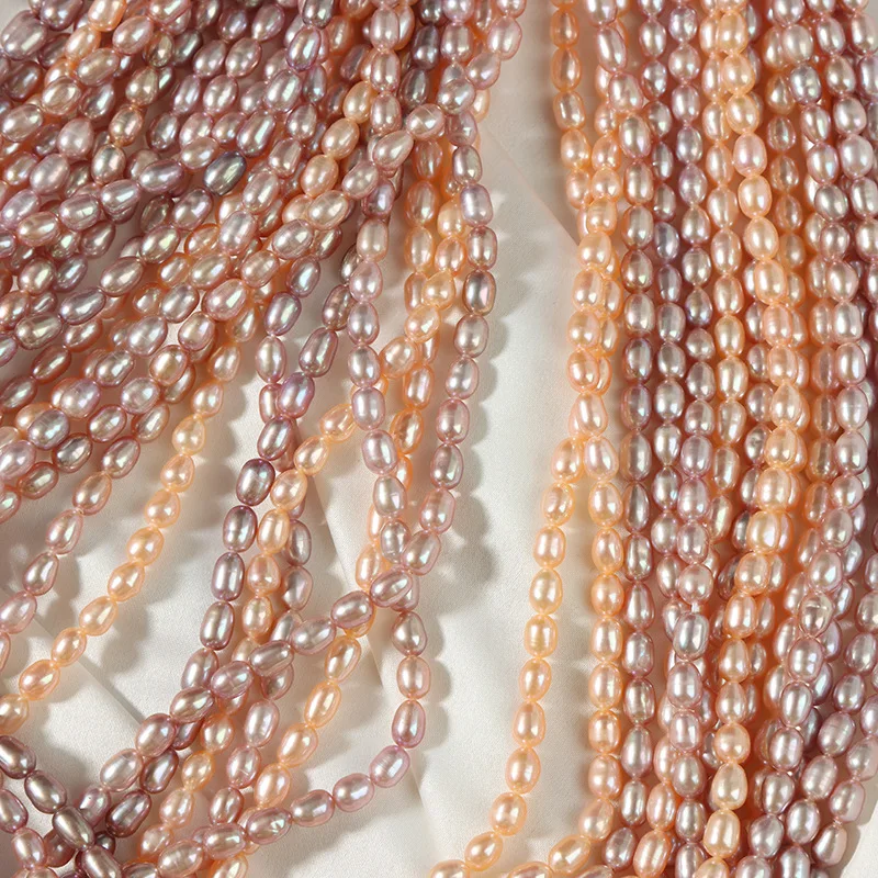

2-3mm/3-4mm/5-6mm Strand Fine 100% Natural Freshwater Pearl White Rice Shape Beads For Jewelry Making Diy Bracelet Necklace