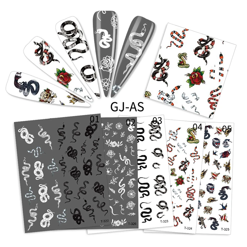 

New arrival snake nail stickers professional art decals for nails decoration