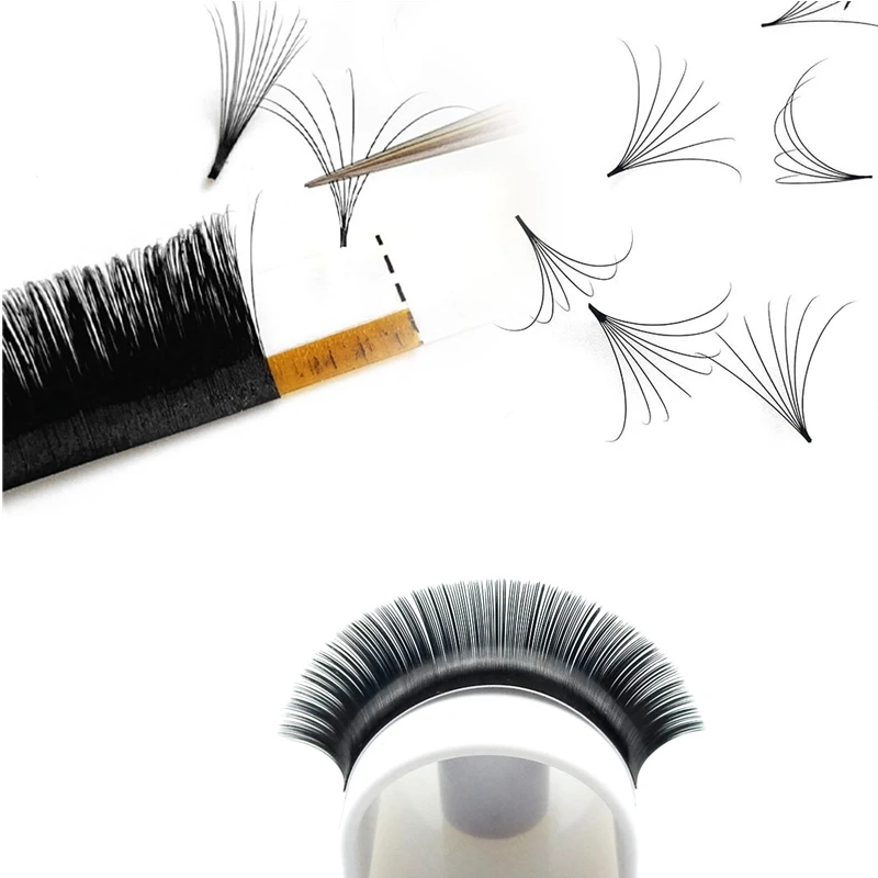 

0.03 0.05 0.07 0.10 8-25mm easy fan volume extensions wholesale customized easy fan j curl blooming individual lash extensions, Black