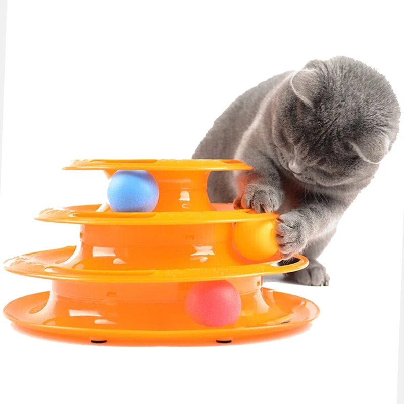 

3 Levels Pet Cat Toy Roller Training Amusement Plate with Balls Interactive Kitten Fun Mental Physical Exercise Puzzle Cat Toy