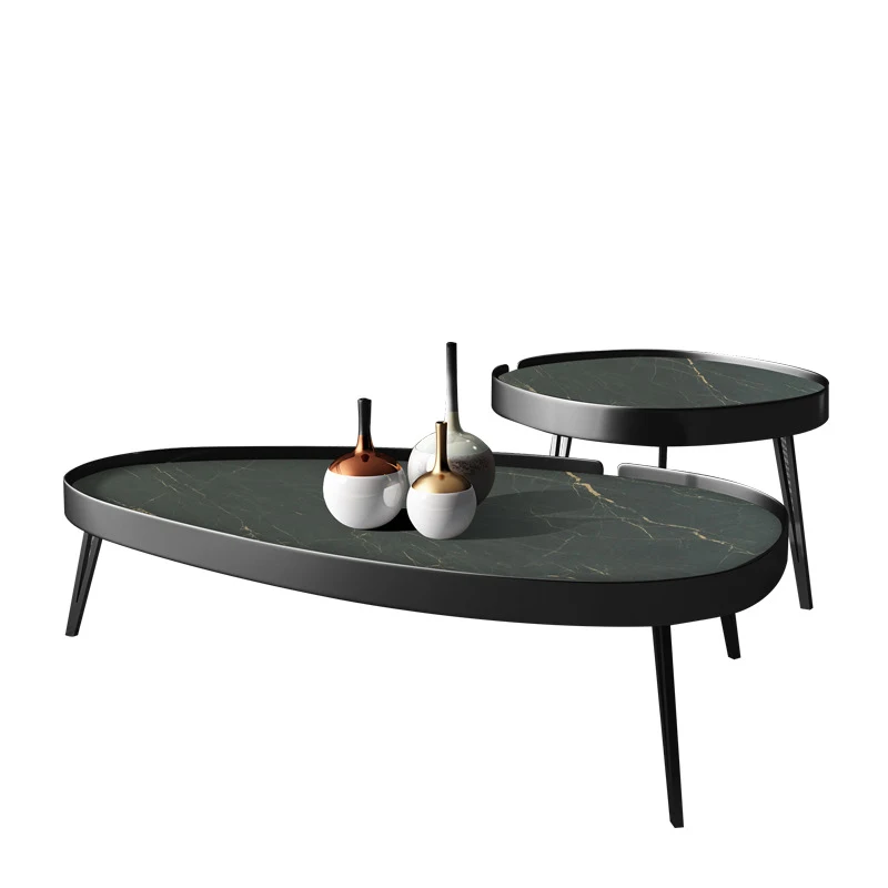 
New Design Furniture Black Coffee Table Modern Luxury Slate Table Glass Side Tables For Home 