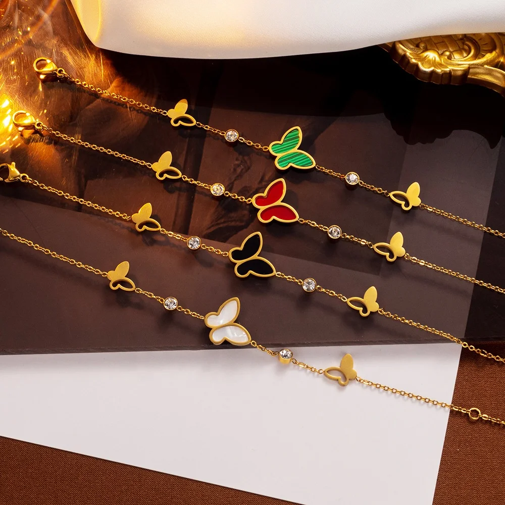 

Wholesale 18k Gold Plated Stainless Steel Shell Butterfly Bracelet Hollow Adjustable Butterfly Bracelet