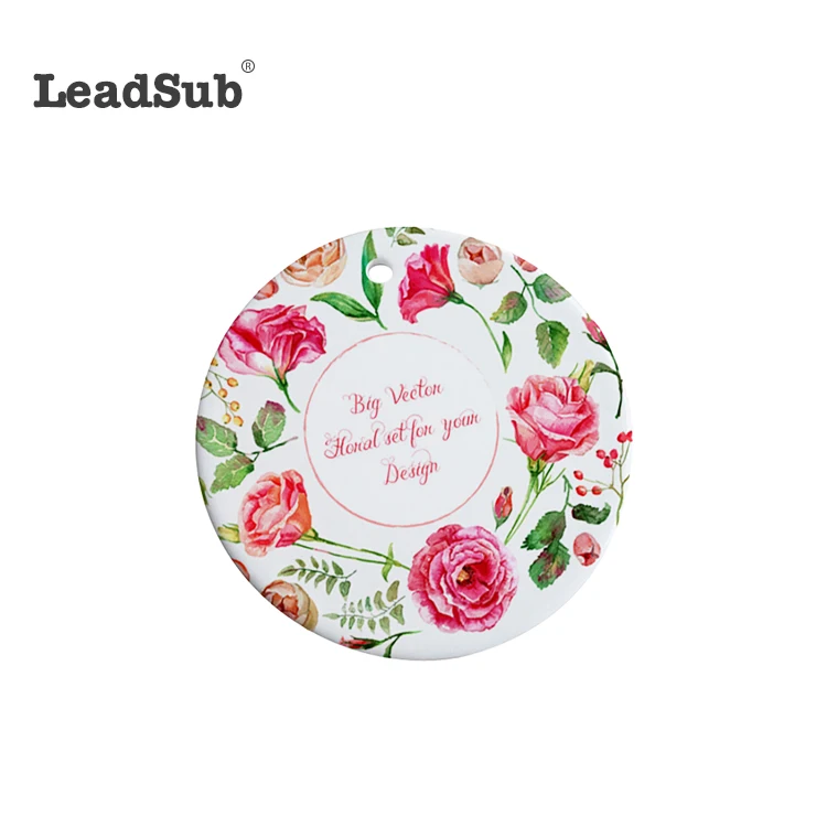 

Leadsub 2023 Heat Transfer Christmas round porcelain ornaments for holiday decor