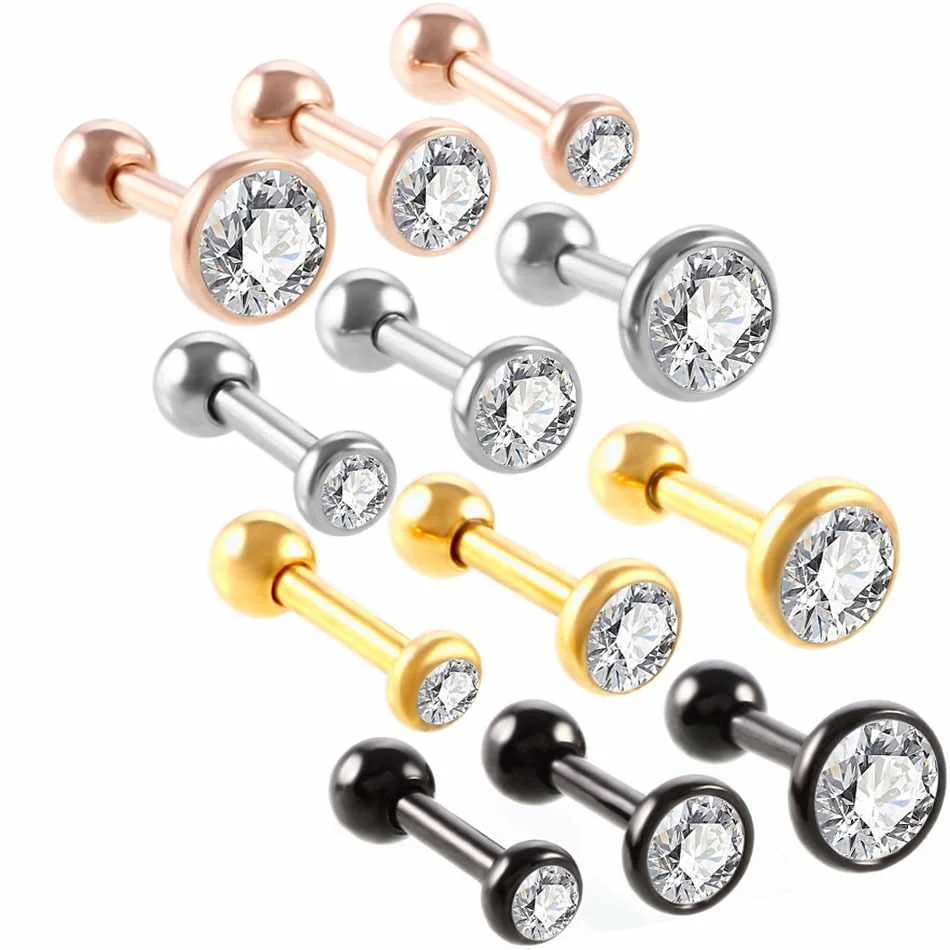 

3pcs/set zircon multi-size gold silver black rose gold stud earrings