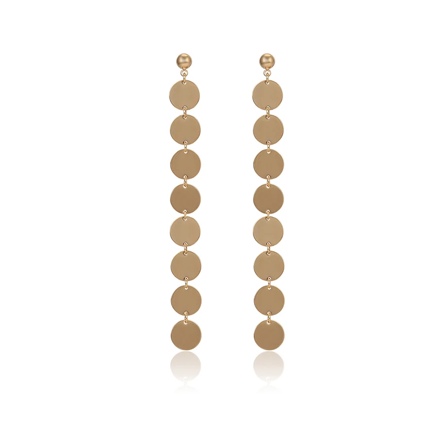 

80790 xuping 18k gold plated New simple niche style disc tassel earrings with free shipping
