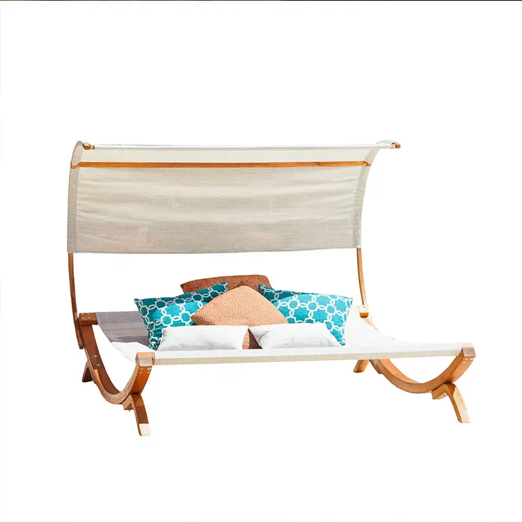 

All Weather Outdoor Morden Pool Wood Sunbed Chair with Canopy free shipping within the U.S. daybed furniture