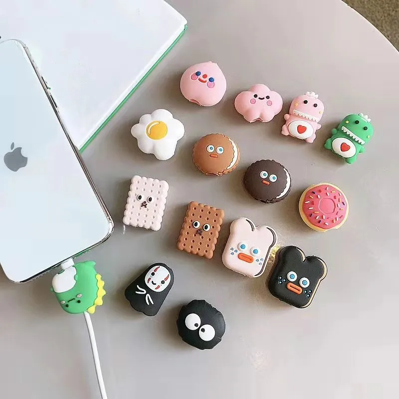 

Cute silicone cartoon cable protector for iphone usb cable bite chompers holder charger wire, Various