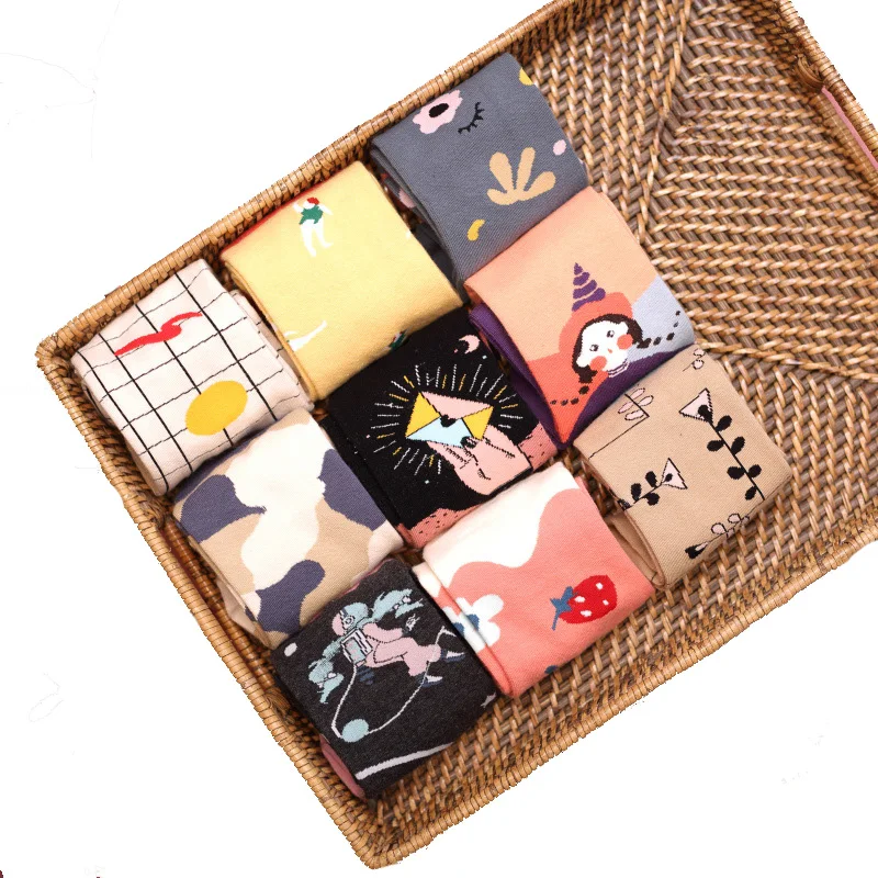 

OEM New Arrival Custom wholesale label sunshine Lovely Original Japanese combed cotton creative women socks