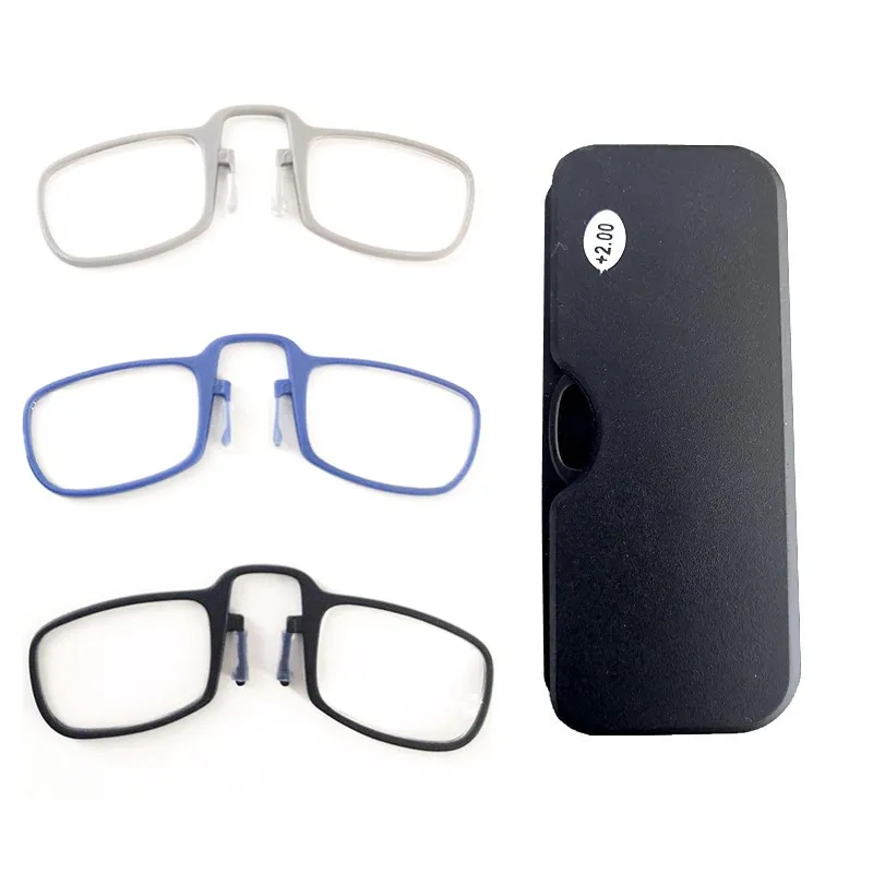 fashion ship high end quality TR90 spring clip on nose pincenez rectangle light weight reading glasses