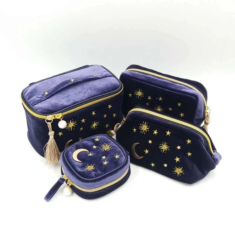 

wholesale 4 in set satin jewelry zip pouch make up bag jewelry organizer bag travel, As per picture