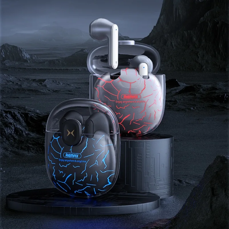 

Remax Cool LED Transparent low latency tws Earphone Long Battery Wireless Gaming Headphones Earphones Mic Bluetooth 5.1 Earbuds