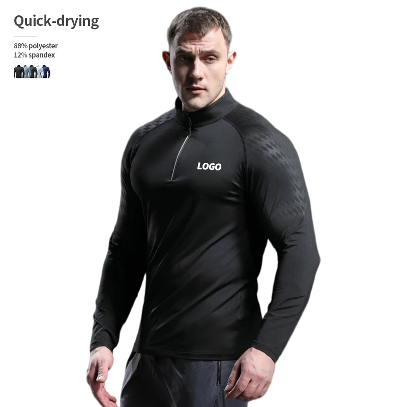 

Long sleeved Half zipper Quick-drying elasticity gym fitness tracksuits for men