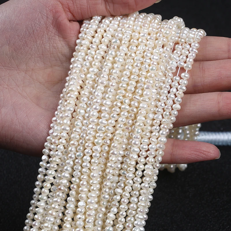 

Wholesale AA 3-3.5mm Potato Shape Freshwater Loose Pearls Strand, White