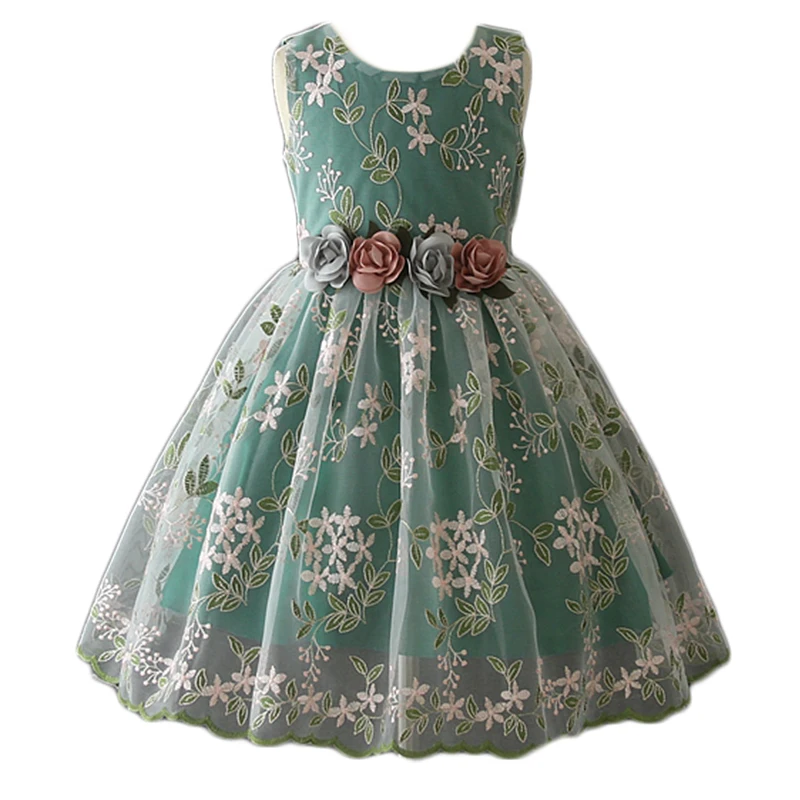Flower girls cute sleeveless A-line printed floral pattern Baby Girl Summer Dress