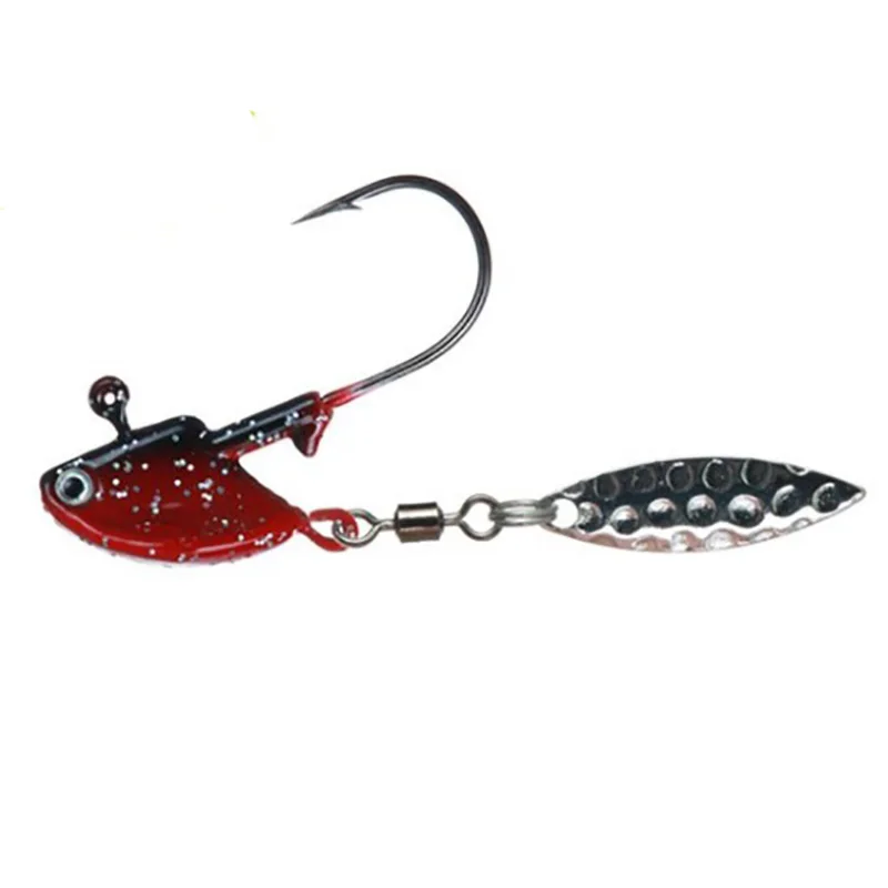 Lifelike Lead Head Hook With Metal Spoon Sequins Jig Head  Hook  Soft Worm  Fishing Hook