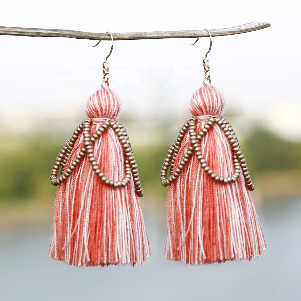 

Vintage Ethnic Long Tassel Drop Earrings for Women Lady Fashion Bohemian Statement Fringe Dangle Women Earring Jewelry, Picture
