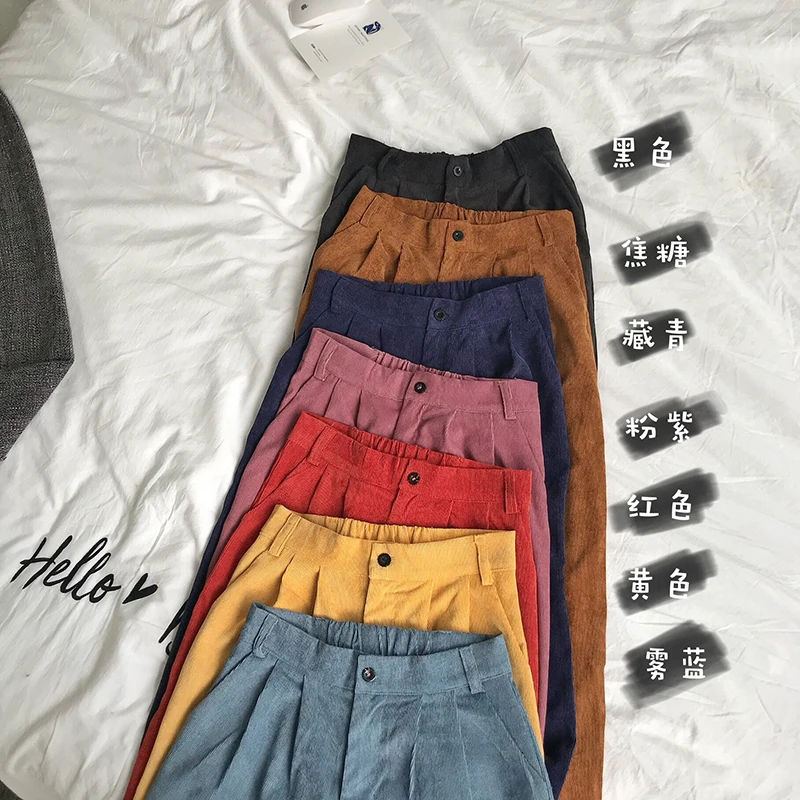 

Corduroy Pants Women Straight High Waist Women's Trousers Summer Loose Casual Sweatpants Wide Leg Pants Female