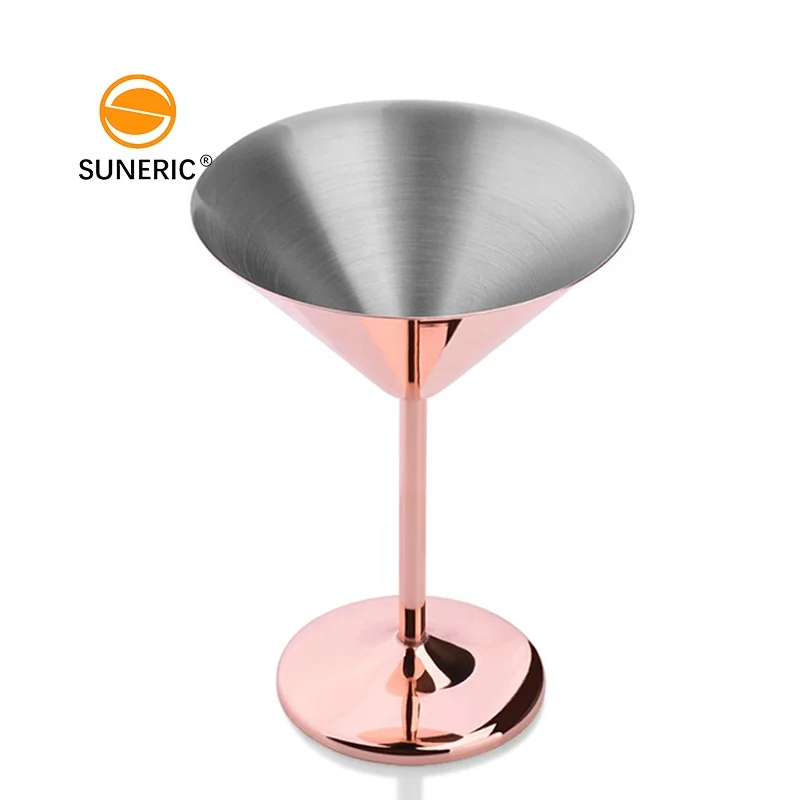 

Wholesale Metal Martini Cocktail Wine Glass Cup Custom Stainless Steel Goblet Martini Glasses, Silver/rose gold