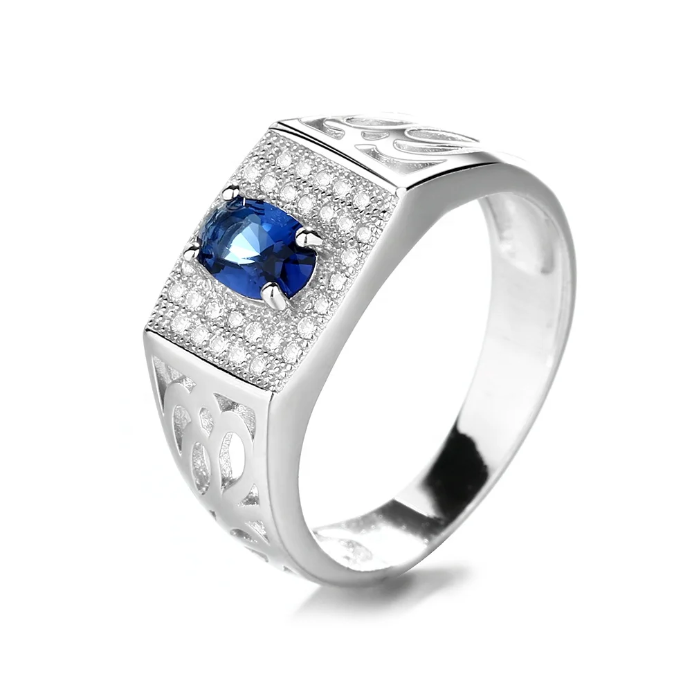 

Custom Cz sapphire 925 Sterling Silver Men Finger Ring, White