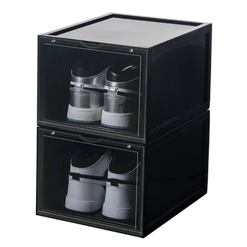 
Drop Front Clear Stackable Shoe Box with Magnetic Closure Acrylic Shoe Box Transparent Taizhou custom Display Sneaker box 