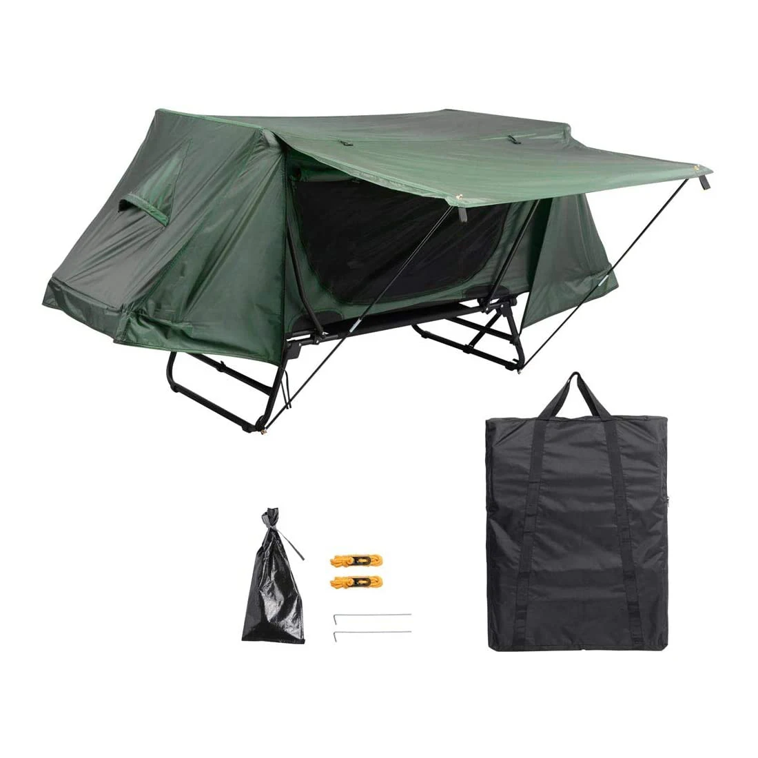 

1 Person outdoor folding tent elevated camping cot w/air, Green