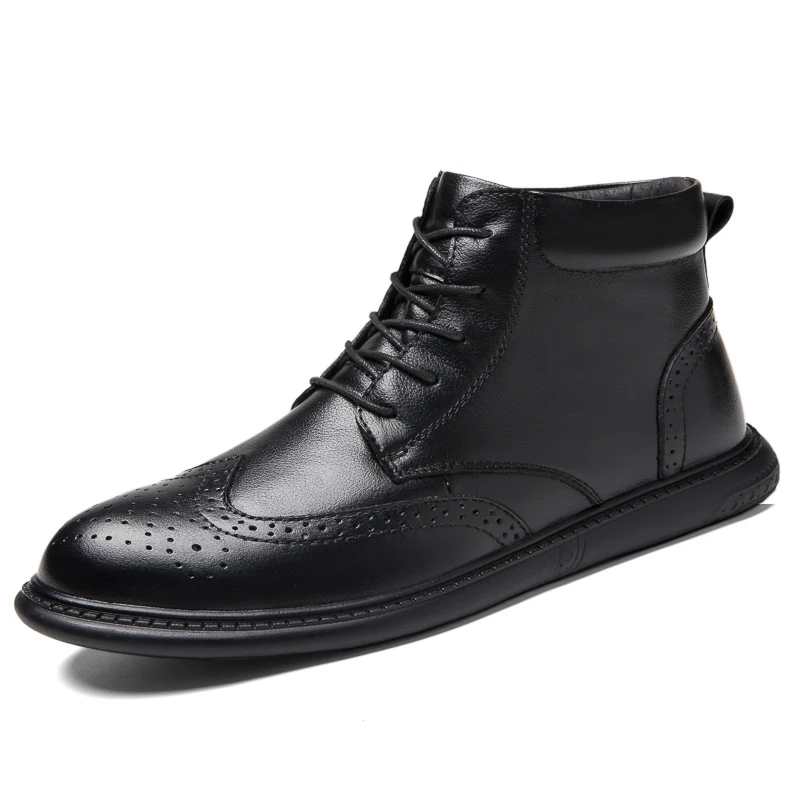 

New arrival Genuine leather retro men's martin boots Wooden Sole Fashion Chelsea Boots