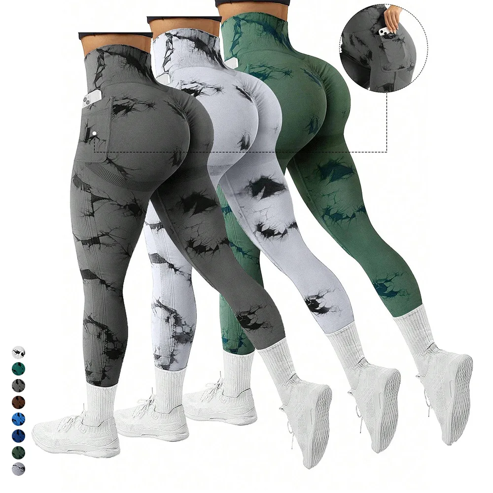 High Waist Seamless Yoga Pants Pocket