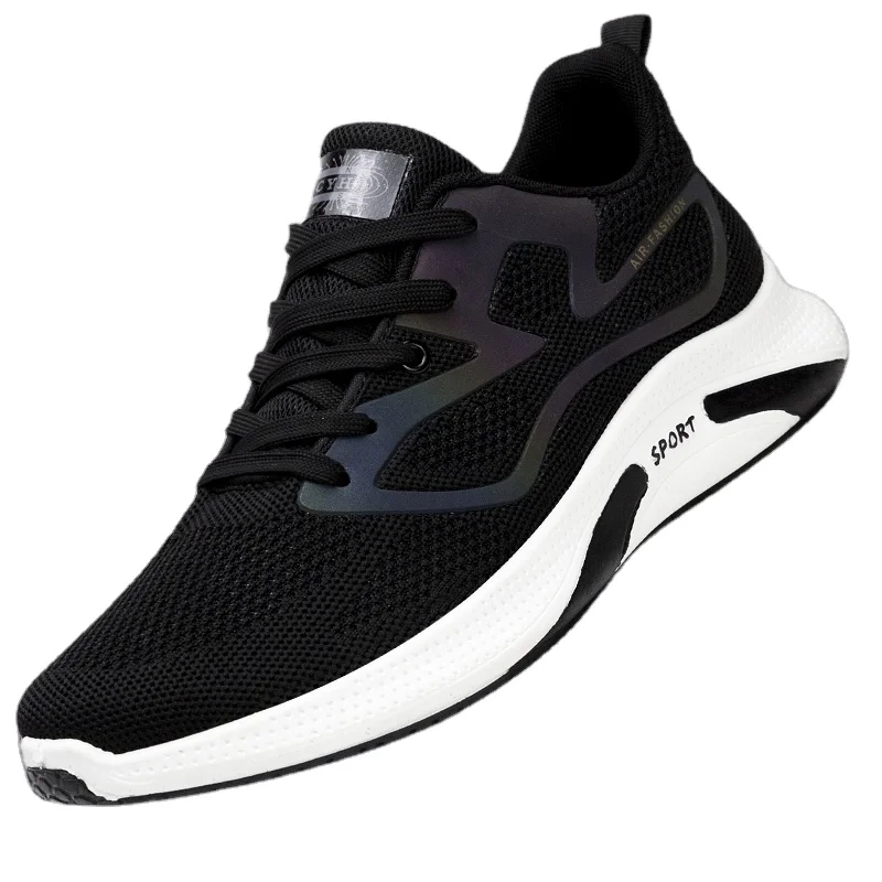 

2021 new trendy man PVC injection fly knit shoes men running sport casual sneakers, Gray / blue / black / pink / white