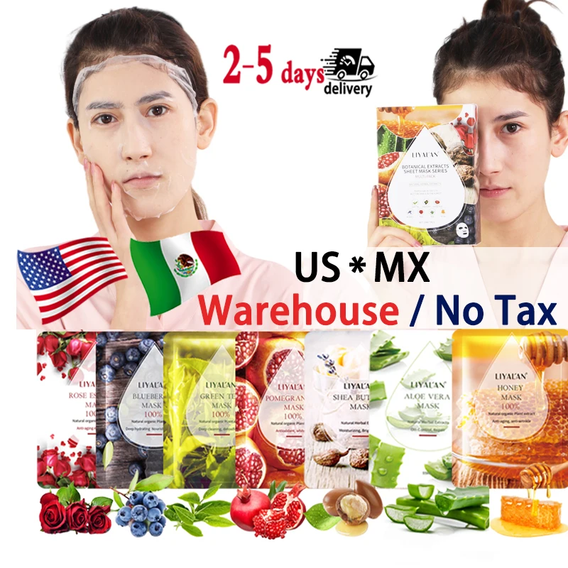 

Fast delivery 7PCS Natural Fruit Plant Extract Vitamin C Moisturizing Anti Aging Whitening Sheet Mask Facial Mask