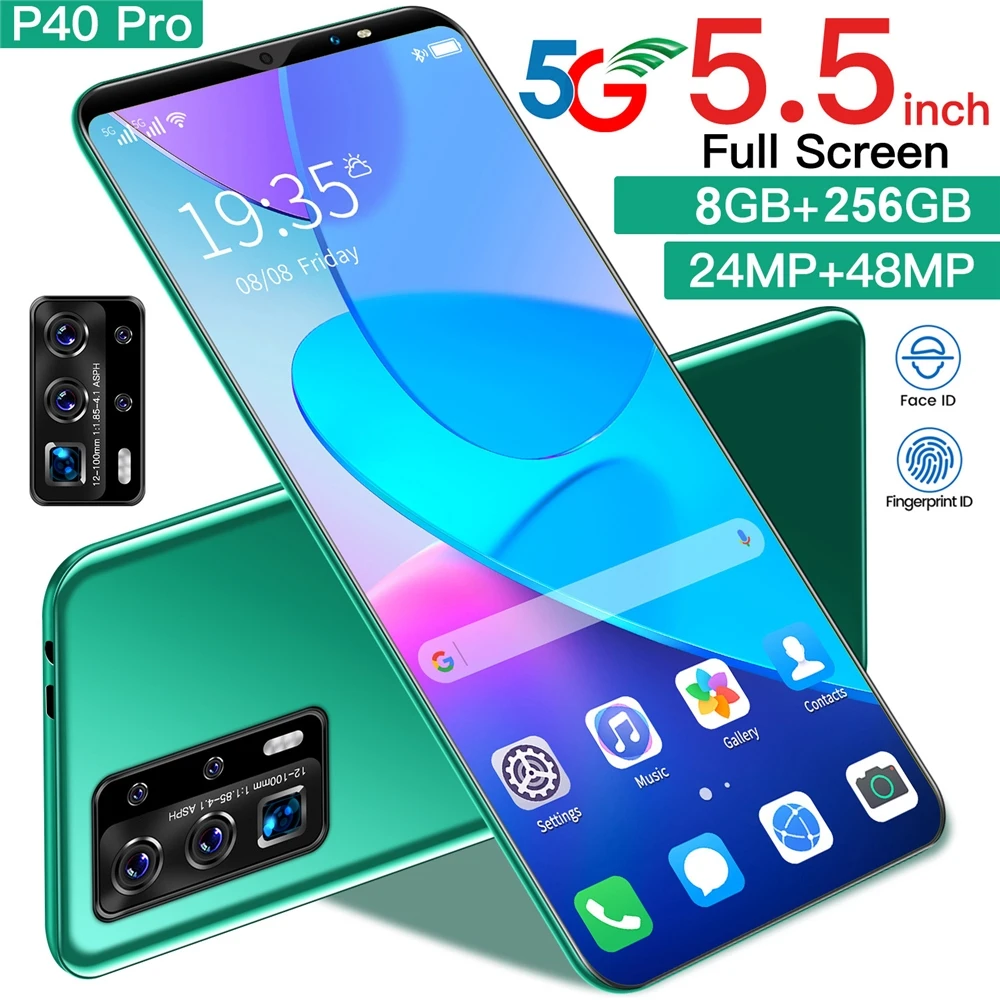 

Fast shipping cheap price Android10 Smartphone p40 pro 5.5Inch Cell smart phone 8+256GB 3g 4g 5g Android Mobile Phone