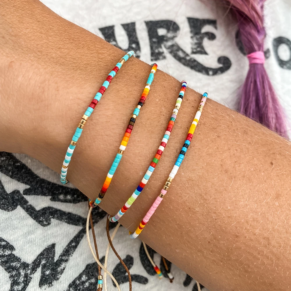 

Go2boho Dainty Tiny Beaded Bracelets Stack Teens Gift 2024 New Multicolor Friendship Handmade Boho Jewelry For Women Men