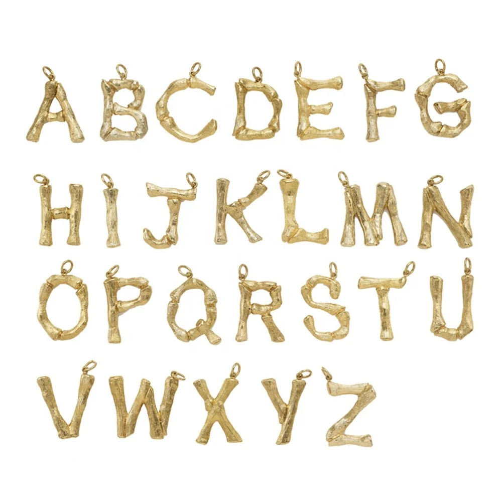 

eManco A-Z Initials Letter Pendant Women Fashion Accessories Jewelry Trendy Bamboo Gold DIY Custom Chain Alphabet Charms