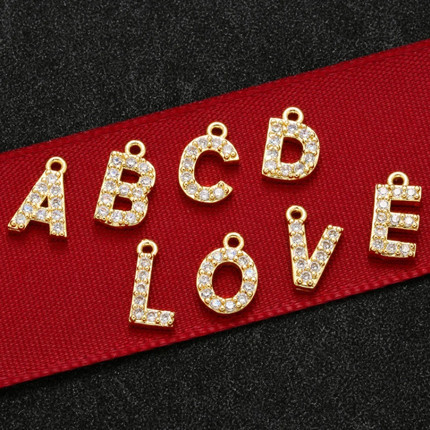 

Unisex Letters Diamond DIY Brass Accessories 26 English Letter Pendant Charm