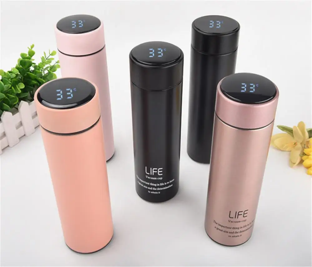 

Smart vacuum flask 450ml stainless steel LED temperature display water bottle, Customized