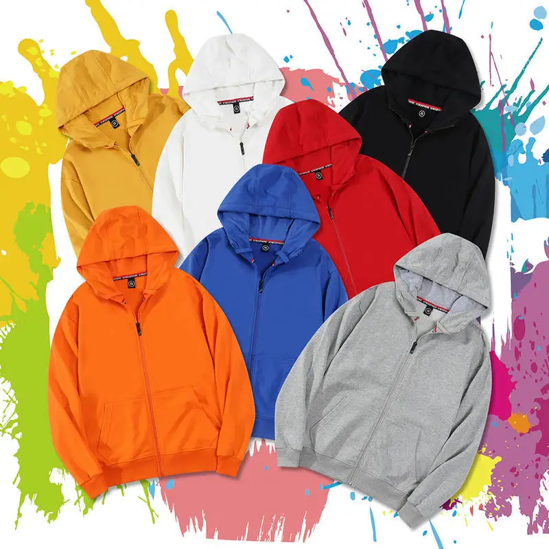 

Cotton Hooded Zipper Sweater Fleece Thick Zipper Men Hoodie Custom Logo Cotton Sweater Men Clothes, Multi color optional