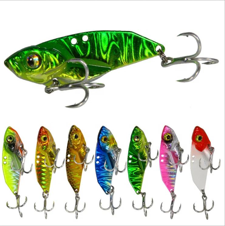 

New style Vibrations Spoon Lure Fishing bait 7g 10g 15g sinking Metal VIB Lures made of lead and copper, As picture