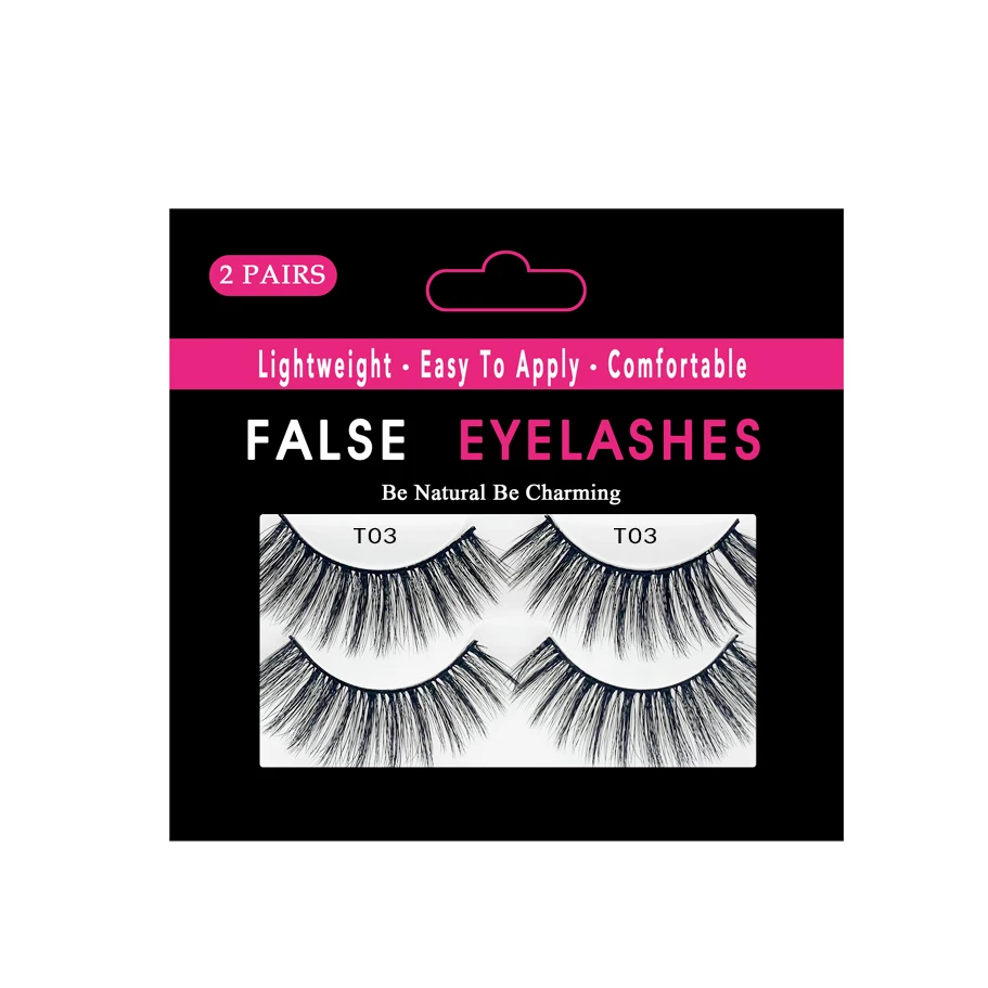 

2 Pairs 3d Eye Lash Make-up Eyelash Vendor Customized Boxes Full Strip Lashes Other False Eyelashes, Black color