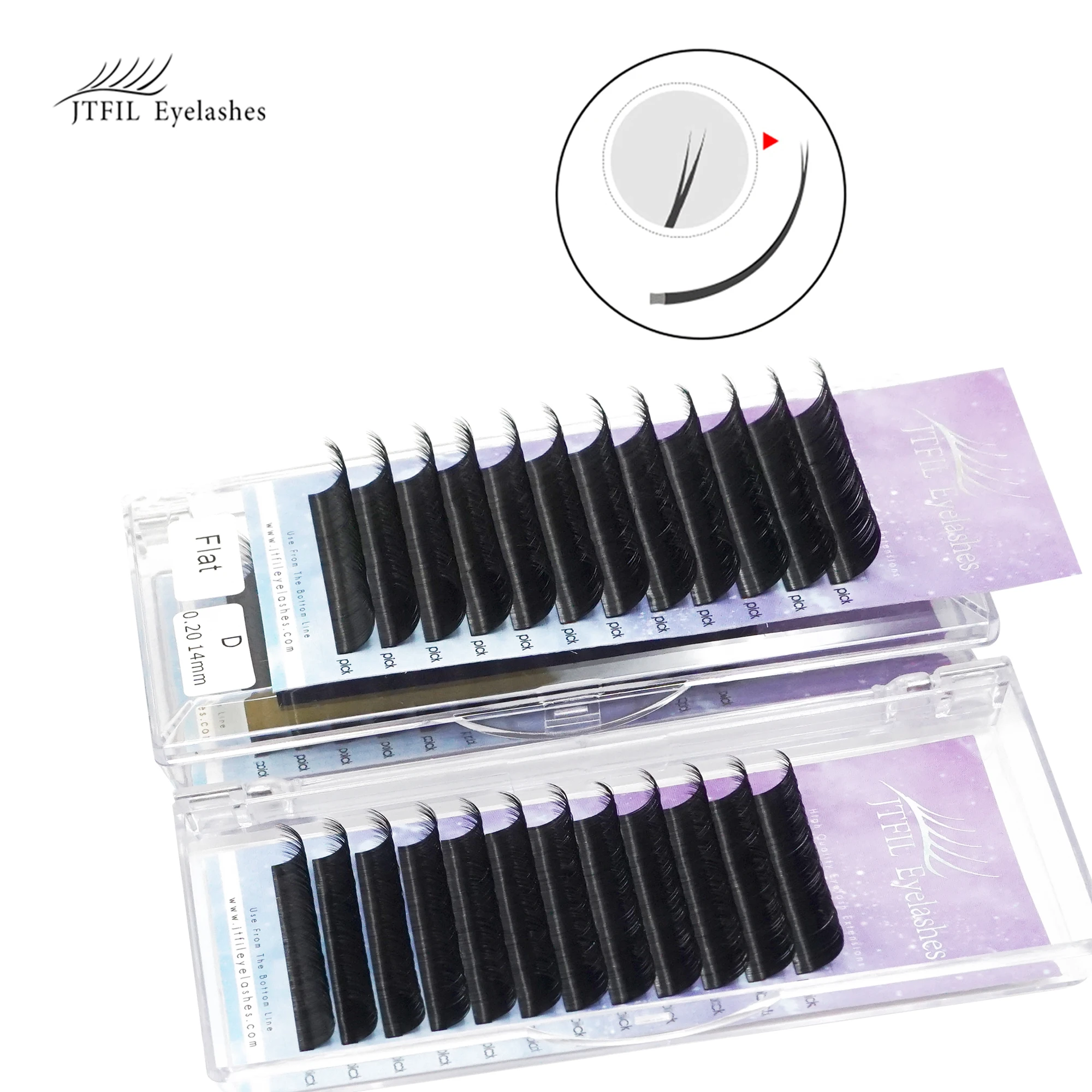 

JTFILair fan private label korean ellipse flat double individual eyelash extensions