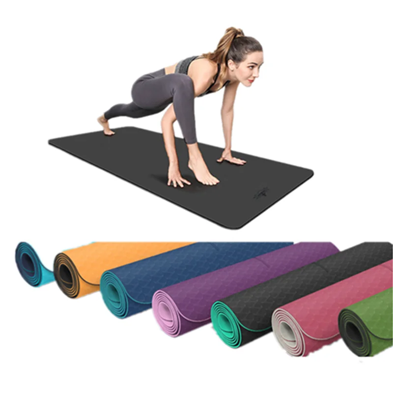 

Non Slip Yoga Mat Strap Double Layer TPE Yoga Mat Eco Friendly Travel Best Yoga Mat, Customized color