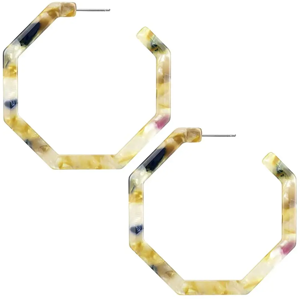 

Acrylic Resin Hoop Earrings Statement Fashion Geometric Octagon Earrings For Women